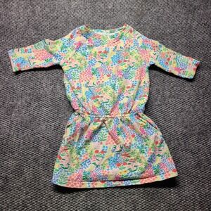Gymboree Girls Floral French Terry Dress Size S 5-6 Long Sleeve Cotton Pockets